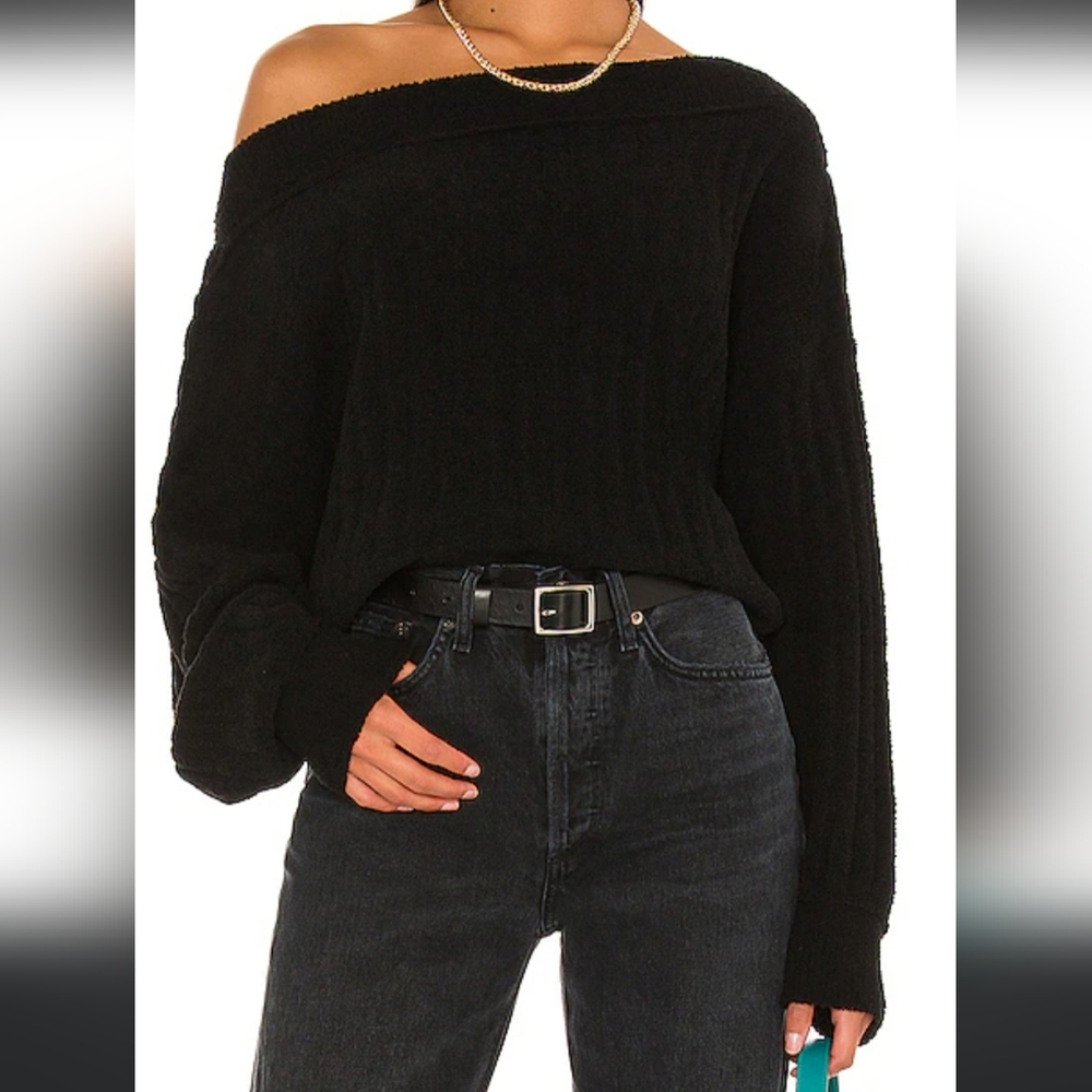 Free people soft black off shoulder sweater